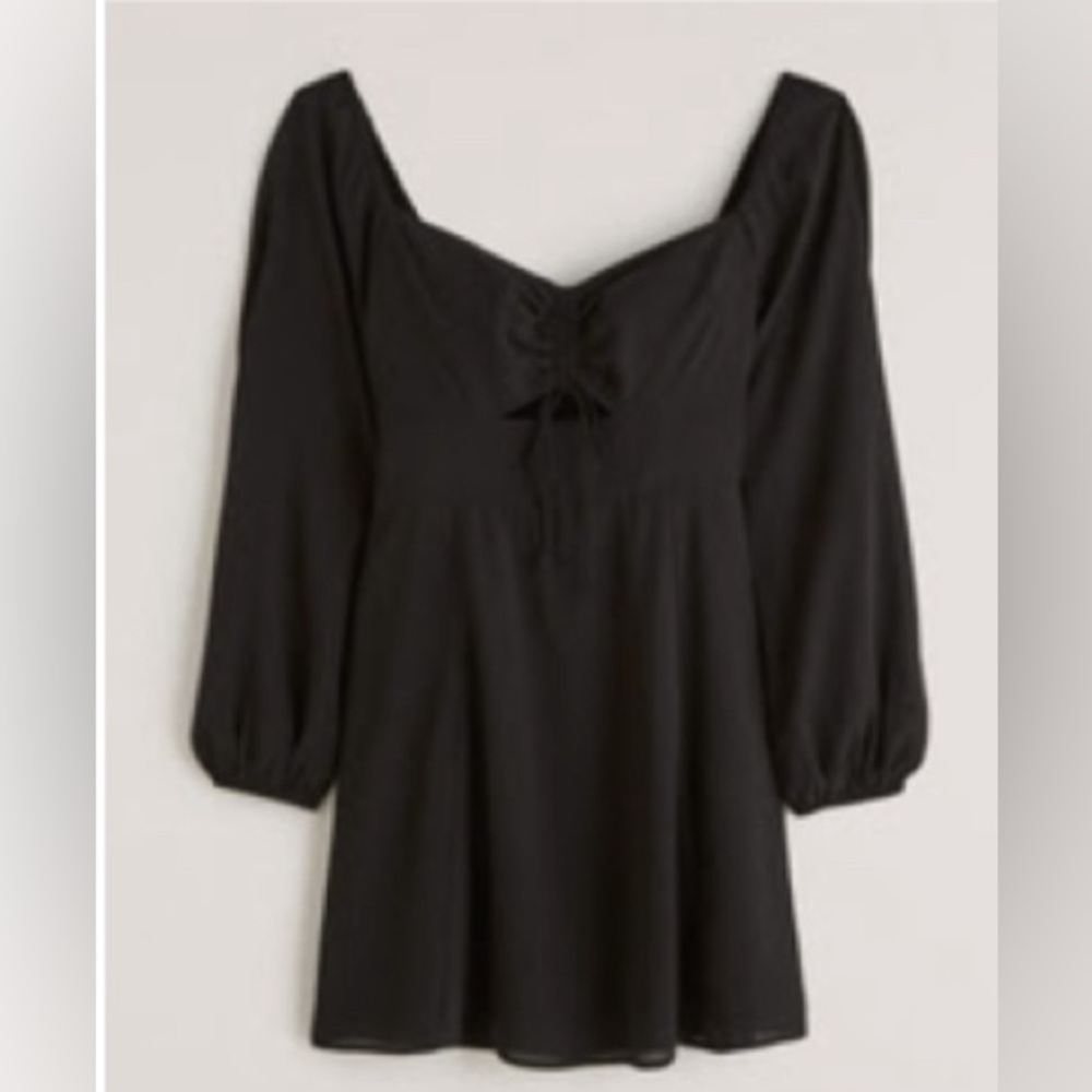 Abercrombie & Fitch Long-Sleeve Black Cinch-Front Cutout Mini Dress NWT